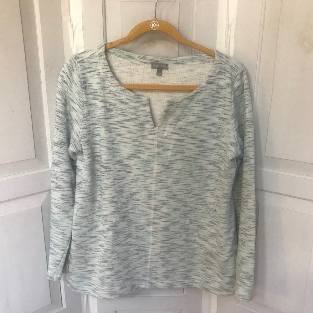 T by Talbots Green, Blue, & White Long Sleeve Pullover w/ Sparkle